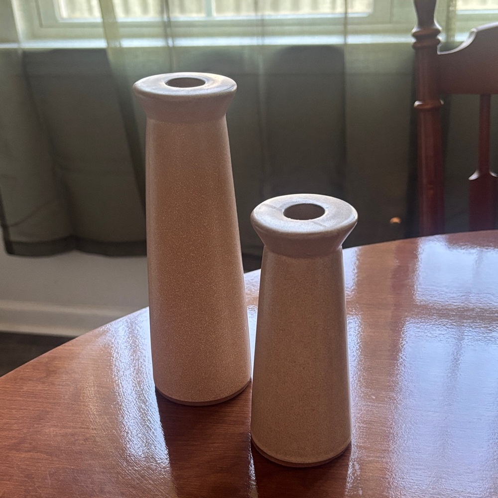 Threshold Beige Ceramic Candle Holders